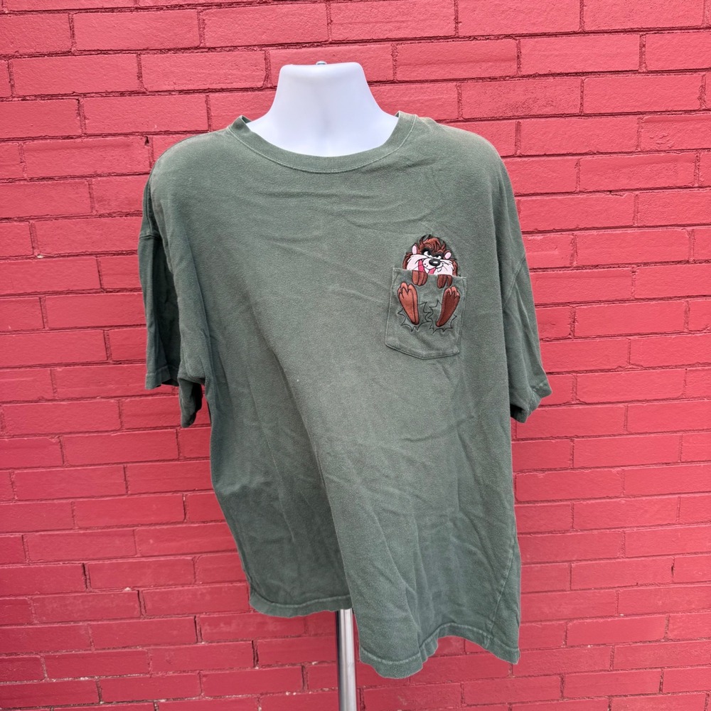 Vtg Warner Bros Studio Store Taz Tasmanian Devil Pocket Shirt‎ XXL Looney Tunes